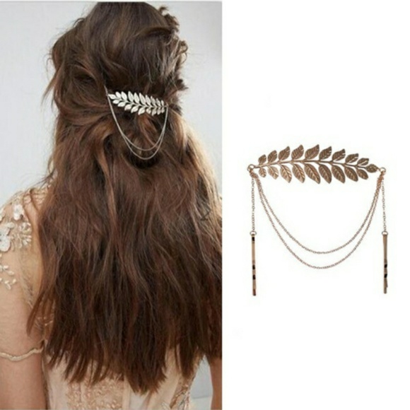 Trendy Jewels Accessories - 1 leftNwt golden leaf pattern dangling hair charm